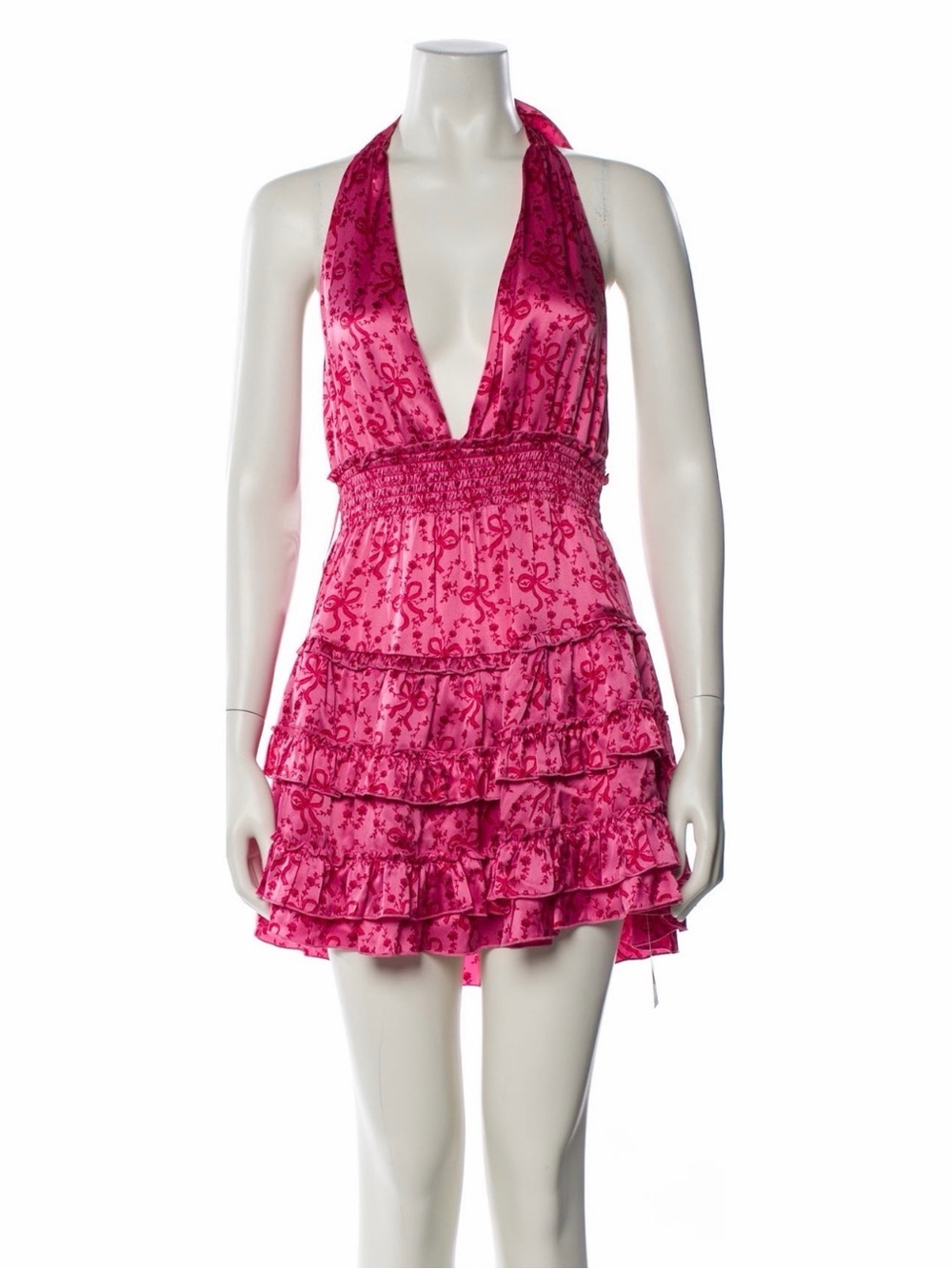 LoveShackFancy Halter Ruffle Dress in Pink